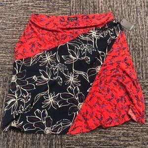 Eloquii Red&Blue Mixed Pattern Skirt